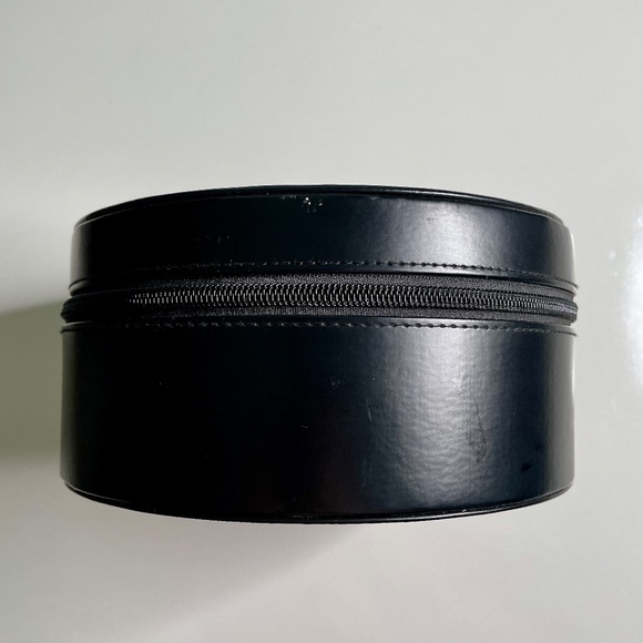 Lanvin Paris Black Faux Leather Round Circular Empty Storage Gift Box - Picture 6 of 12